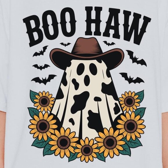 Funny Ghost Cowboy Halloween Design Tee - Picture 2 of 3